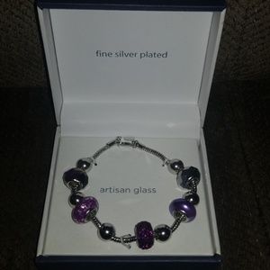 Fine Silver Plated Braclet- Artisan Glass Beads
